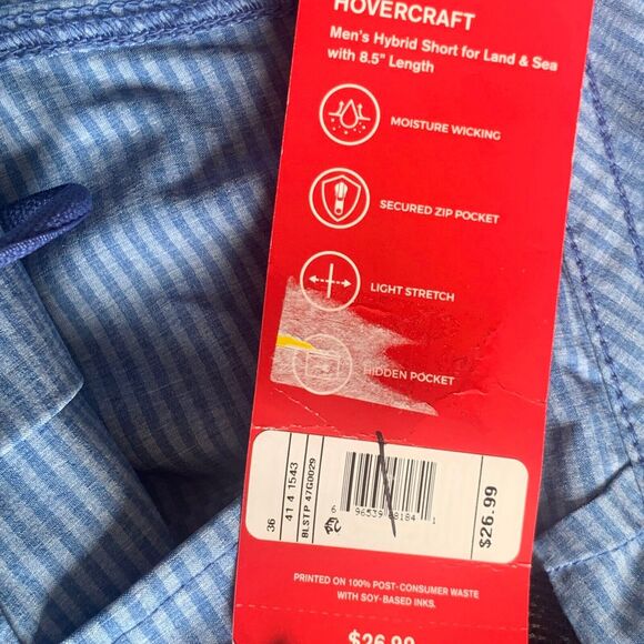 MPG Sport Shorts Men 36 NWT Hybrid Short For Land & Sea Blue Stripe Light Weight - Picture 13 of 14